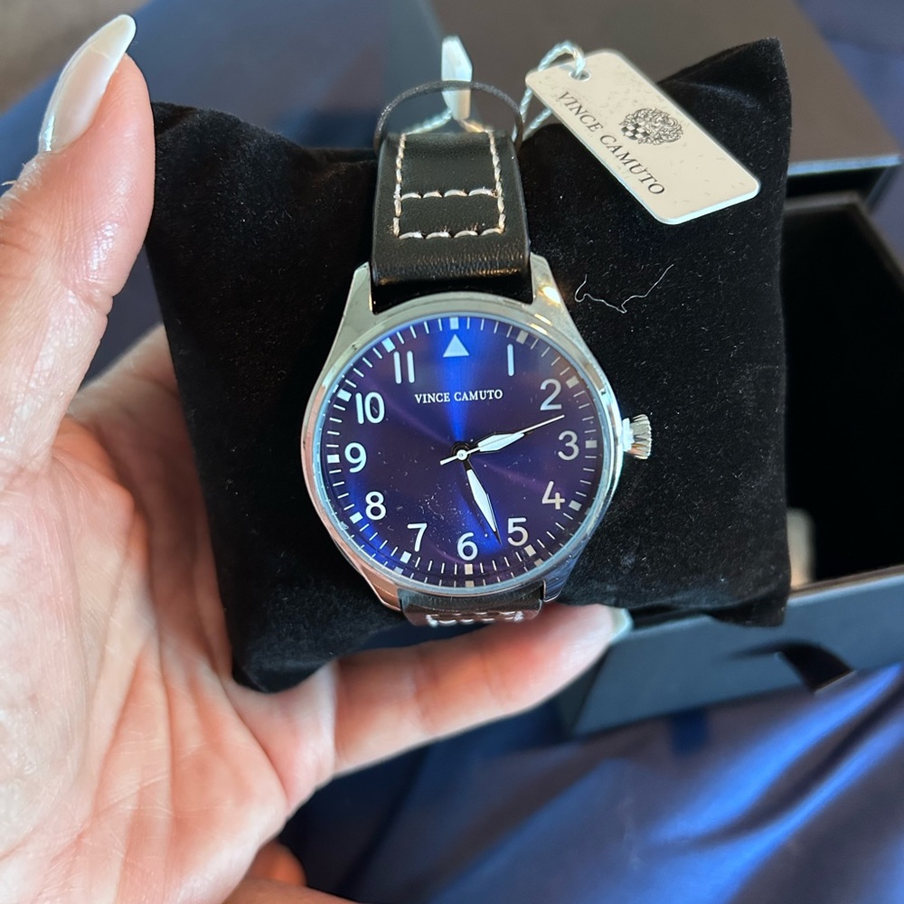 VINCE CAMUTO • Aldo Pilot Men’s Watch • Blue Face Black Straps • - Picture 1 of 6